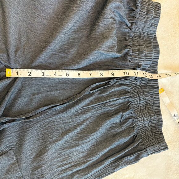 Womens Lightweight Gray High Rise Blue Cargo Pants WideLeg SizeL Elastic Waist - Picture 7 of 8